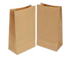 Gaoyong 100 Stück Papiertüten Braun, Geschenktüten Klein 21x12x7 cm Kraftpapiertüten für Geburtstagsfeiern, Weihnachten, Hochzeit, Firmenfeier(verdicken70gsm)