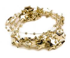 Schnoschi 10m Gold Sterne Perlenband Perlenkette Perlengirlande Perlenschnur Weihnachten Advent Deko Perlen Tischdeko Meterware