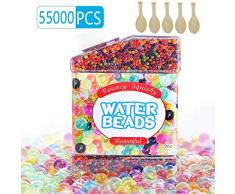 HEPAZ Wasserperlen,Gel Perlen Bunte,55000 Stück Wassergel-Kugeln für Vasen Dekoration, Pflanzen, Blumen, gemischte Kristalle, Hydrogel-Kugeln für Dekoration (Extra 5 Ballons)