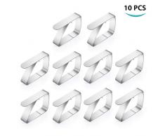 Ulikey 10er Edelstahl Tischdeckenklammer, Cuisine Tischtuchhalter, Tischtuchklammern Tischdecke Clips (1.5mm) Edelstahl(Größe: 6,5 x 1,5 x 5 cm)