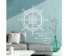 Wandtattoo Wandaufkleber Steuerrad Meer Wind Spruch Zitat von Aristoteles M1485 - ausgewählte Farbe: *Türkis* ausgewählte Größe:*XL 100cm breit x 112cm hoch