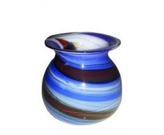 Kugelvase farbige Glaskugelvase blau beige weiss marmoriert mundgeblasenes Kristallglas Höhe ca. 9 cm Oberstdorfer Glashütte