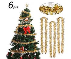 WILLBOND 6 Stück Schneeflocke Weihnachten Lametta 39,4 Fuß Weihnachten Girlande Klassisch Glänzend Soft Lametta für Weihnachtsbaum Kranz Hochzeit Party Bedarf (Gold)