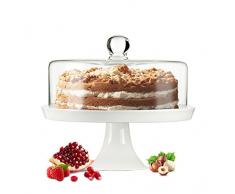 Sendez Glasglocke Kuchenglocke Käseglocke Fuß aus Porzellan Tortenplatte Kuchenplatte