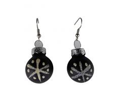 Handgemacht Weihnachtschmuck Ohrringe Weihnachten Schmuck Hänger Christbaumkugel Weihnachtskugel Baumschmuck schwarz Schnee Stern K290