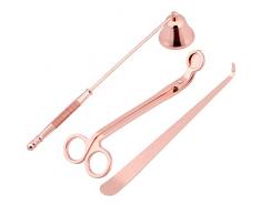 Coolty Kerzen Accessoire Set Beinhaltet Kerzenlöscher Dochtschere Dochtzieher Kerzenzubehör für Zuhause Hochzeit Party (Rose Gold）