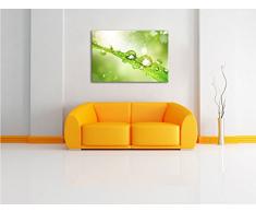 Wassertropfen auf Grashalm, Format: 100x70 auf Leinwand, XXL riesige Bilder fertig gerahmt mit Keilrahmen, Kunstdruck auf Wandbild mit Rahmen, günstiger als Gemälde oder Ölbild, kein Poster oder Plakat