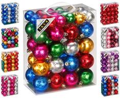 JACK by Inge 50x Kunststoff Kugeln Eislack Christbaumkugeln Ø 4+6cm inkl. Haken Glanz Glitzer Matt, Farbe:Bunt