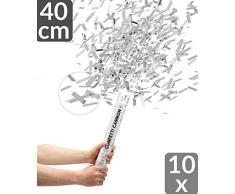10 Konfetti Shooter Silber 40cm | Mit Extra lautem Knall | Konfettikanone mit Hoher Schussweite