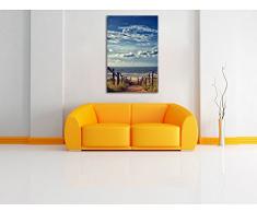 Weg zum Strand am Meer, Format: 60x40 auf Leinwand, XXL riesige Bilder fertig gerahmt mit Keilrahmen, Kunstdruck auf Wandbild mit Rahmen, günstiger als Gemälde oder Ölbild, kein Poster oder Plakat