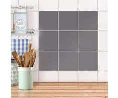 creatisto Badfliesen I Selbstklebende Fliesensticker Fliesen Tattoo Küchen-Folie Wand Deko I 10x10 cm Farbe Grau Light - 9 Stück