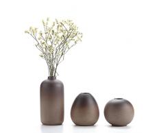 T4U Keramik Blumenvasen Klein für Einzelblüten, Japanischer Stil Dekovasen 3er-Set