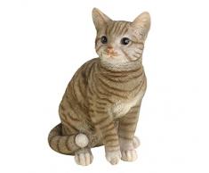 Dehner Dekofigur Katze getigert, ca. 31 x 25 x 17 cm, Polyresin, grau