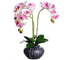 Künstliche Blume Chinesisch Schmetterling Orchidee Künstliche Falsche Blume Set Keramik-Vase, Party Hochzeitsdekoration Falsche Salon Mit Blumen, Blumen Künstliche Blumen Falsch