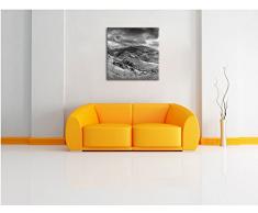 eine Berg Farm in Asien Kunst B&W, Format: 70x70 auf Leinwand, XXL riesige Bilder fertig gerahmt mit Keilrahmen, Kunstdruck auf Wandbild mit Rahmen, günstiger als Gemälde oder Ölbild, kein Poster oder Plakat