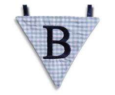 Hansekind Wimpel Wimpelkette mit Namen Buchstabe rosa od. blau Geschenk Taufe (B, Hellblau)