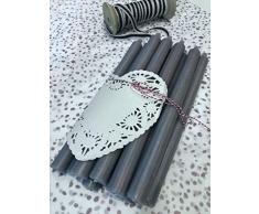 Chic Antique 14 Stück Grau Kerzen Rustikale 22x290mm Dänische Qualitätskerzen Dinnerkerzen Stabkerze Rustikal Nostalgischie Shabby chic