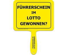 ARTICOO Führerschein im Lotto gewonnen? Sprüche Schild fürs Büro, Auto, Fotoshootings, Events oder Festivals | Lustiges Provokantes Spruchschild Funschild | Fotobox Photo Booth Hochzeit Party