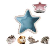 Kuoser Hamster Snackschale Keramik Seestern Design Kühlbett Futter Wasser Schale für Kleintiere Nager Wüstenmaus Mäuse Meerschweinchen Chinchilla Eichhörnchen Igel Blau Rosa