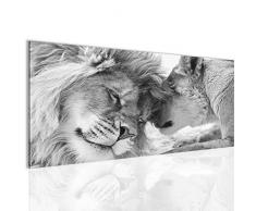 Bilder – Wandbild - Vlies Leinwand - 100 x 40 cm - Löwen Liebe Bild - Kunstdrucke – mehrere Farben und Größen im Shop - Fertig Aufgespannt !!! 100% MADE IN GERMANY !!! - Afrika – Tier 002112c