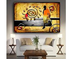 QWESFX Afrika Figur auf Leinwand Malerei Tier Leinwand Drucke Ölgemälde Leinwand Kunst Wandmalereien für Wohnzimmer Modern A5 60x120CM
