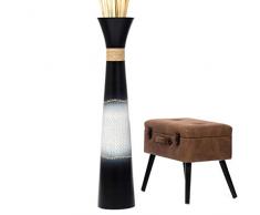 Leewadee Große Bodenvase für Dekozweige hohe Standvase Design Holzvase 112 cm, Mangoholz, schwarz