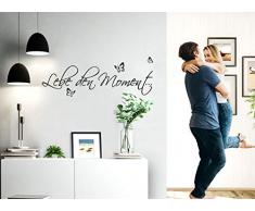 Wandaro Wandsticker Spruch Lebe den Moment | schwarz 80 x 28 cm | Wandaufkleber Flur Wandspruch Wohnzimmer Wandtattoo Aufkleber W3480