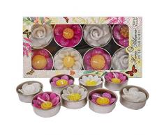 Hana Blossom Duft-Teelicht Blumen, Handarbeit, Fairtrade, Glitzer-Blumen, Diverse Designs und Farben, Geschenk-Set, 8-teilig
