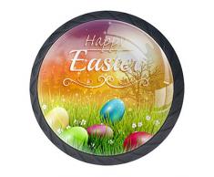 Runde bunte Ostergrußkarte mit Eiern im Gras mit Schrauben für Hauptdekorationen Personalisierter Satz von 4 Schubladen zieht Griffknöpfe