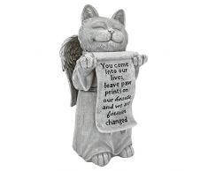 Design Toscano Katzenfigur „Paw Prints in Our Hearts“, grau, 12,5 x 12,5 x 25,5 cm, QL59385