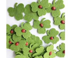 Wohlstand 30 kleine grüne Filz-Klee Kleeblatt Glücksklee mit Marienkäfer 3 cm Tisch-Deko Hochzeits-deko Glücksbringer Neujahr Geburtstag Streuteile Tischstreu Dekostreu Mini Zierstreu streuen