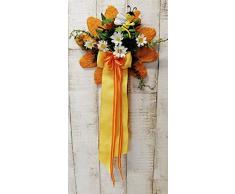 Generisch Türkranz Sisal-Blüte orange gelb 22x40cm Handarbeit Einzelstück