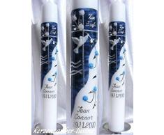 Taufkerze Kommunionkerze Junge Mädchen 400/40 mm VT-25 inkl. Zubehör für selbstbeschriften