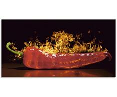 Artland Glasbilder Wandbild Glas Bild 100x50 cm Querformat 3D Modern Küche Essen Gemüse Gewürze Rote Chilli S7PR