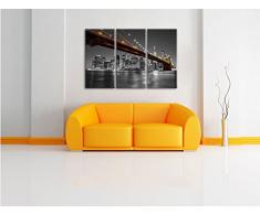 Skyline von Manhattan Schwarz/Weiß 3-Teiler Leinwandbild 120x80 Bild auf Leinwand, XXL riesige Bilder fertig gerahmt mit Keilrahmen, Kunstdruck auf Wandbild mit Rahmen, gänstiger als Gemälde oder Ölbild, kein Poster oder Plakat