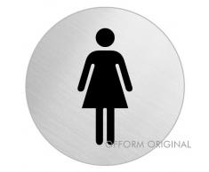 OFFORM Edelstahl Türschild Ø 75 mm Piktogramm WC Damen Nr. 8472
