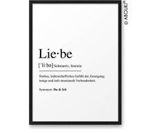 LIEBE Definition ABOUKI® Kunstdruck [ideales Geschenk] - moderne Deko - Design Poster Bild Geschenkidee Liebespaar Gastgeschenk Hochzeit Verlobung Jahrestag Valentinstag ungerahmt DIN A4