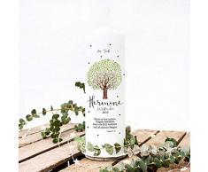 ilka parey wandtattoo-welt Taufkerze Kerze zur Taufe oder Geburt Kommunionkerze Lebensbaum mit Name Spruch & Datum wk81