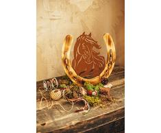 Unbekannt Pferd Pony Portrait Metall Holz Edelrost Rost Rostfigur Holzfigur Deko Dekoration Deko-Idee Dekopferd Dekotier Rostdeko Holzdekko Gartendeko Geschenk-Idee Geschenk