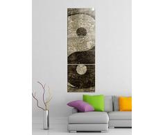 Leinwandbild 3tlg Yin & Yang Symbol Feng Shui Zen Bilder Druck auf Leinwand Vertikal Bild Kunstdruck mehrteilig Holz 9YA4743, Vertikal Größe:Gesamt 30x90cm