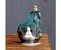 Mangetal Räuchergefäß mit Rückfluss Räucherkegelstäbchenhalter Wohnkultur Porzellanfigur Weihrauch Kegel Inhaber Dekorationen Ornamente (Blue 95x70x125mm)