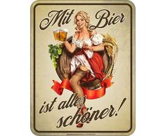 RAHMENLOS Deko Blechschild für Biertrinker - Mit Bier ist Alles schöner