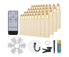 40er LED Kerzen mit Batterien Timer Fernbedienung Halter Set Dimmbar warmweiß, IP64 wasserdichte Weihnachtskerzen Lichterkette Fenster Beleuchtung für Weihnachtsbaum Hochzeit Geburtstags Kirche, beige
