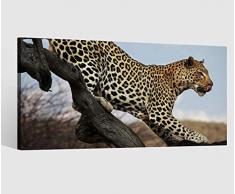 Leinwandbild Leopard Tier Baum Raubkatze Kat6 Afrika Leinwand Bild Bilder Tierwelt Wandbild Holz Leinwandbilder Kunstdruck vom Hersteller 9AB832, Leinwand Größe 1:40x20cm