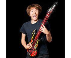 PARTY DISCOUNT Aufblasbare Gitarre mit Flammen, PVC, rot