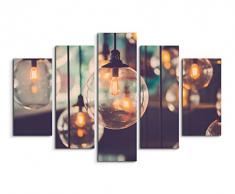 Bilderskulptur 5 teilig Breite 150cm x Höhe 100cm Künstlerische Fotografie – Designer Glühbirnen auf Leinwand exklusives Wandbild moderne Fotografie für ihre Wand in vielen Größen