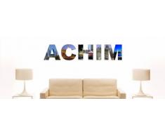 Wandtattoo farbige Wandschrift Städtename Achim mit Sehenswürdigkeiten 180 x 37 cm Länge