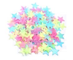 Lezed Leuchtsterne Punkten Wandsticker Leuchtsterne Sternenhimmel Leuchtsticker 3D Sterne Wandsticker Leuchtaufkleber 3D Sterne Leuchtende Wandaufkleber Sterne Fluoreszierend Wandaufkleber 100 Stück
