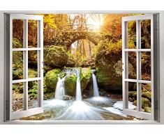 murando® 3D WANDILLUSION Wandbild Fototapete Poster XXL Fensterblick Vlies Leinwand Panorama Bilder Dekoration Natur Landschaft 70x50 cm c-C-0136-c-a