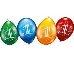 Karaloon 30000 - 8 Ballons Zahl 1 (24-25 cm) , Sortiert